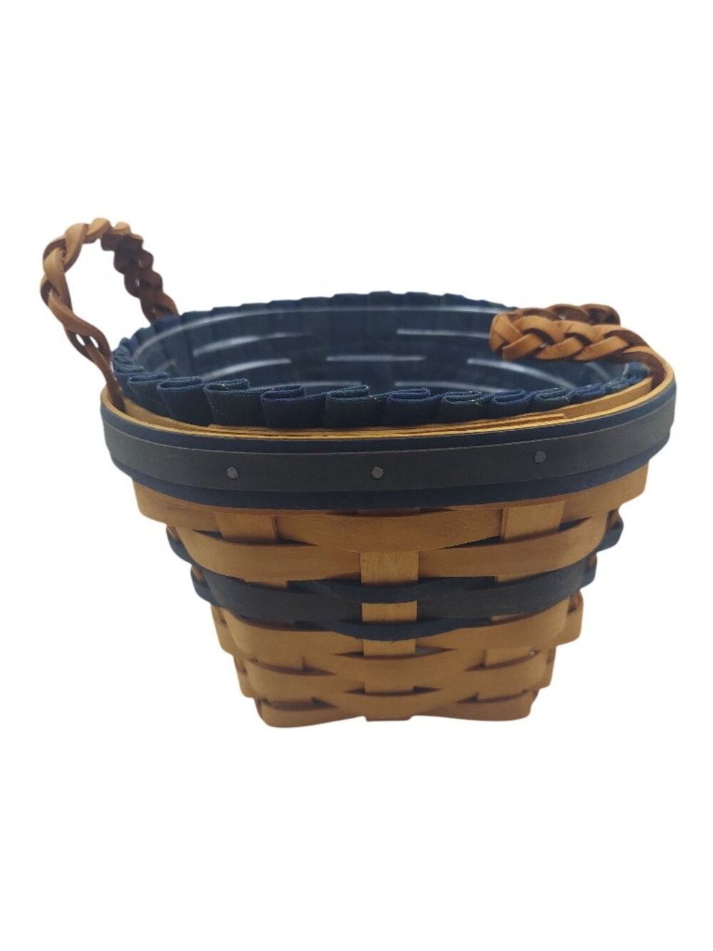 Longaberger 1999 Collectors Club Basket Hand Woven Navy Liner Plastic Protector
